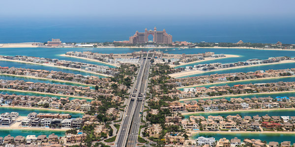     View at The Palm observation deck Jumeirah Island in Dubai
